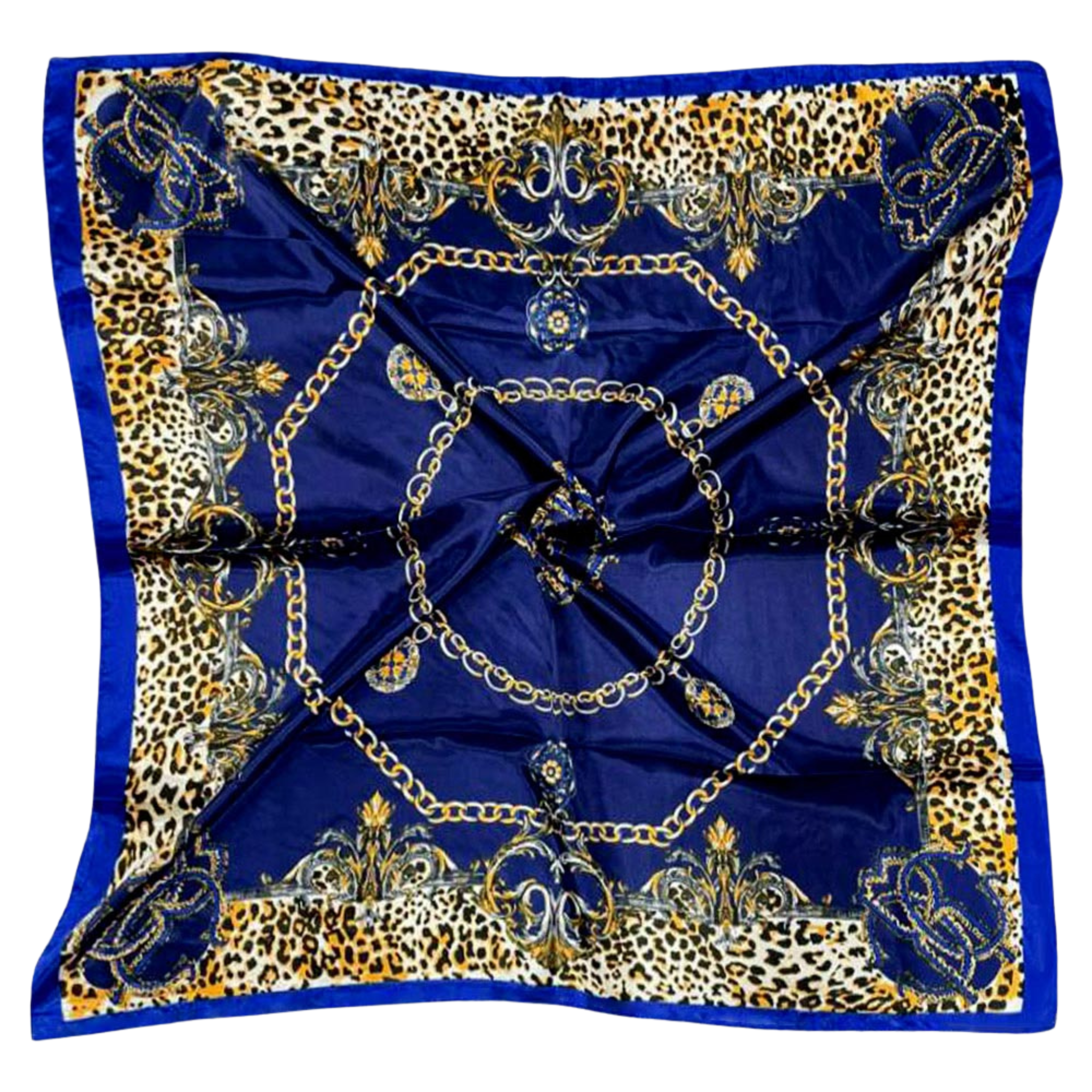 Abstract Leopard Chain Print Square Silky Scarf