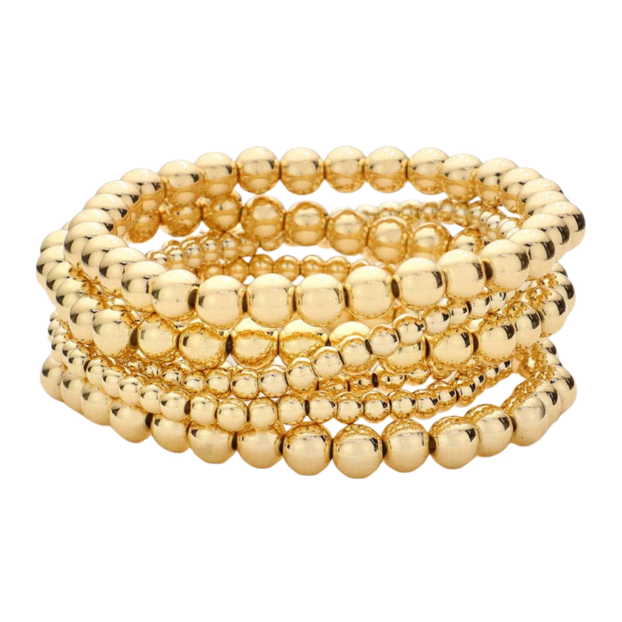 Gold Metal Ball Stretch Bracelets | Set of 6