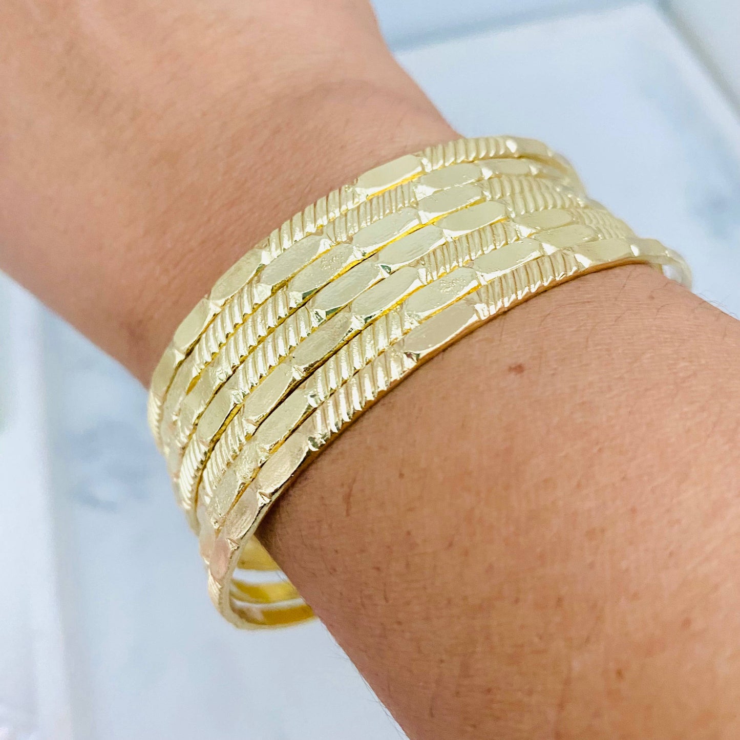 Hammered Bangles Bracelet Set (7)