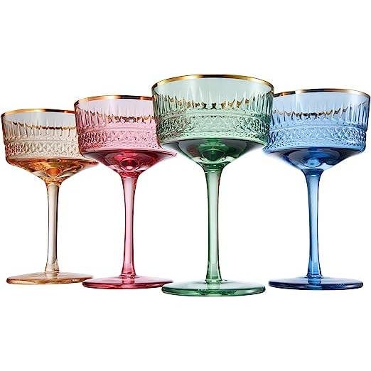 Vintage Pastel Coupe Glasses (4 Color Options)