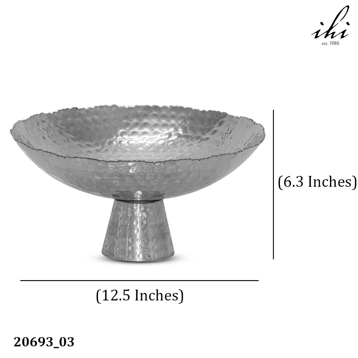 Hammered Shallow Pedestal Bowl