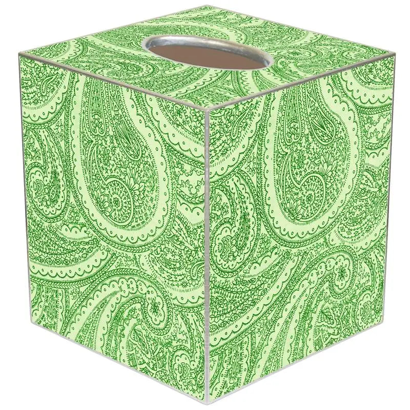 Creme and Green Paisley Tissue Box Cover