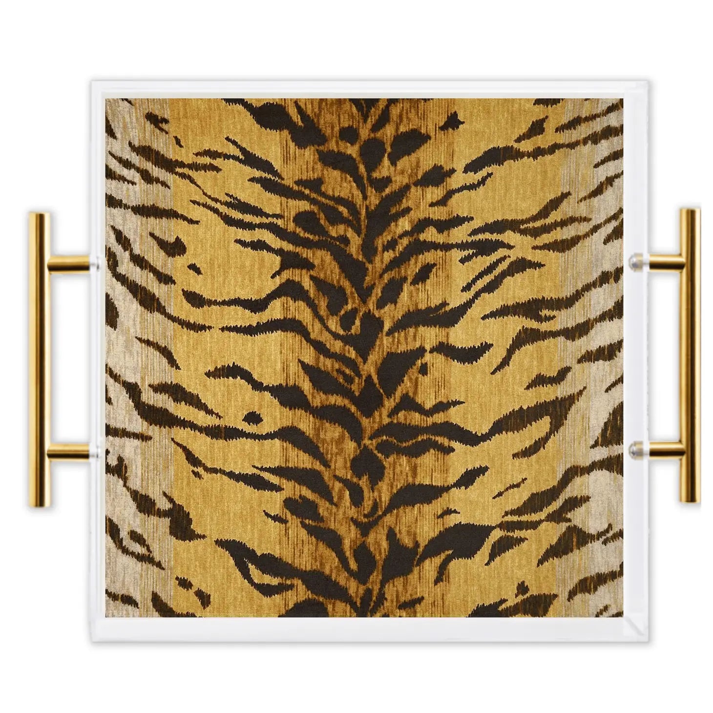 Bengal Print Acrylic Tray with Gold Handles