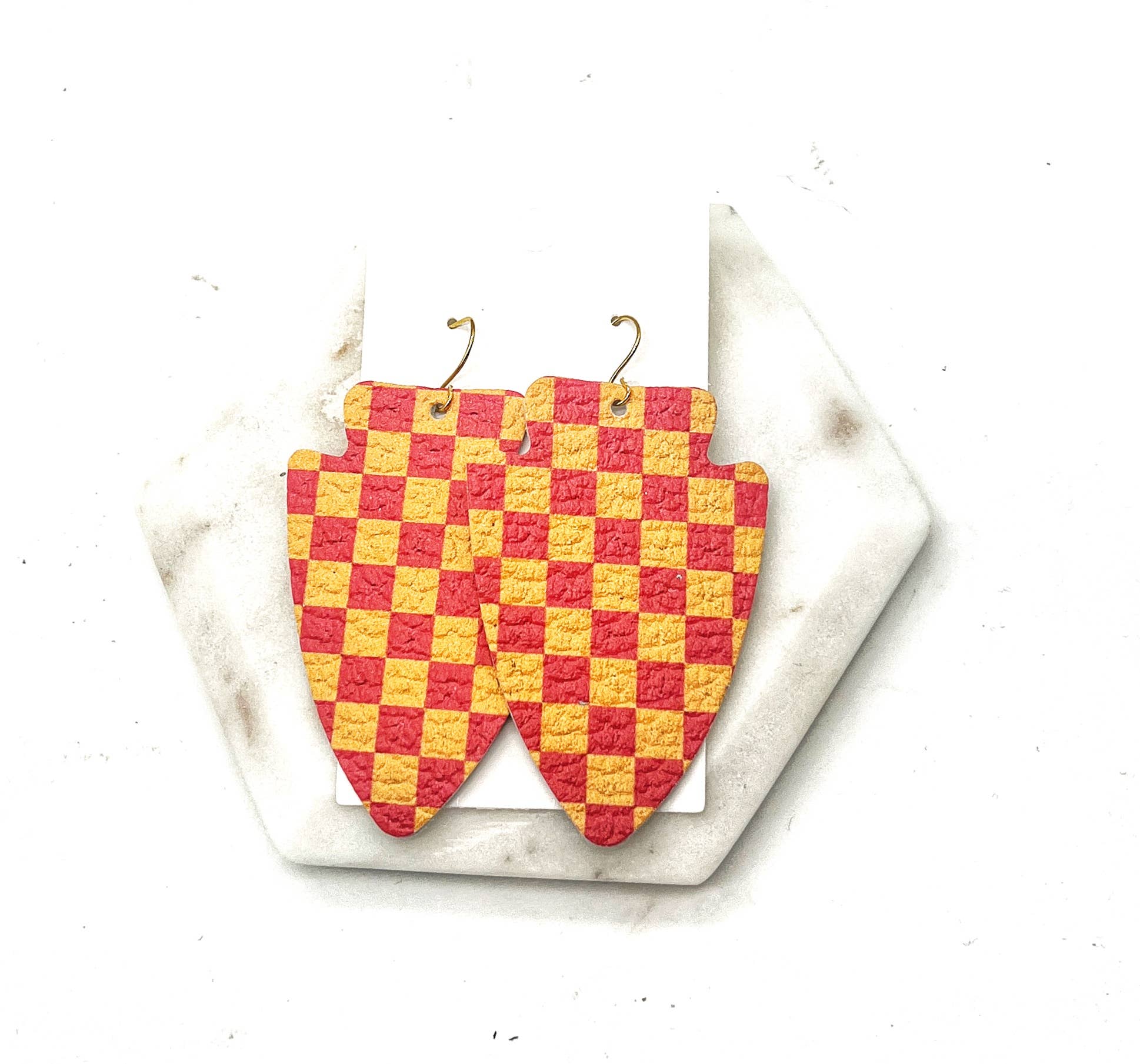 Red Checker Arrowhead Chiefs Kansas City KC Football Earring