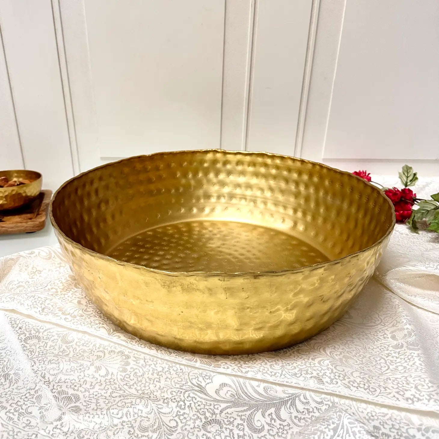 Large Gold Aluminum Serving Bowl