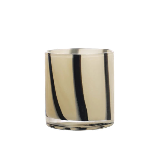 4" Round Glass Vase, Black & White