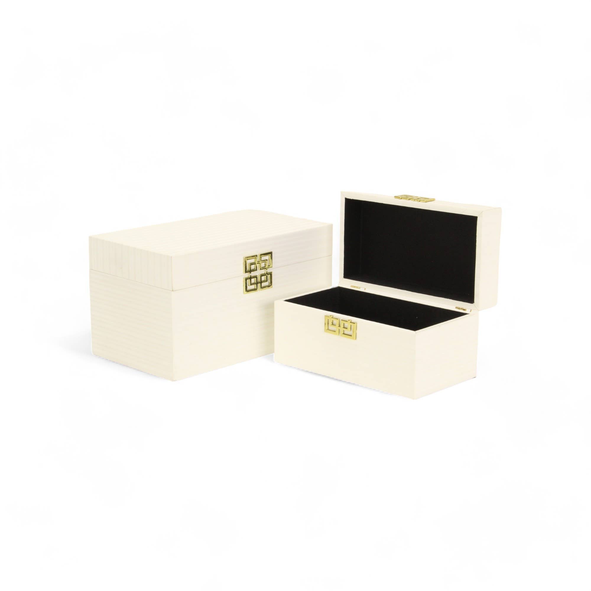 White Striped Box Gold Emblem | Gold Emblem | 2 Sizes