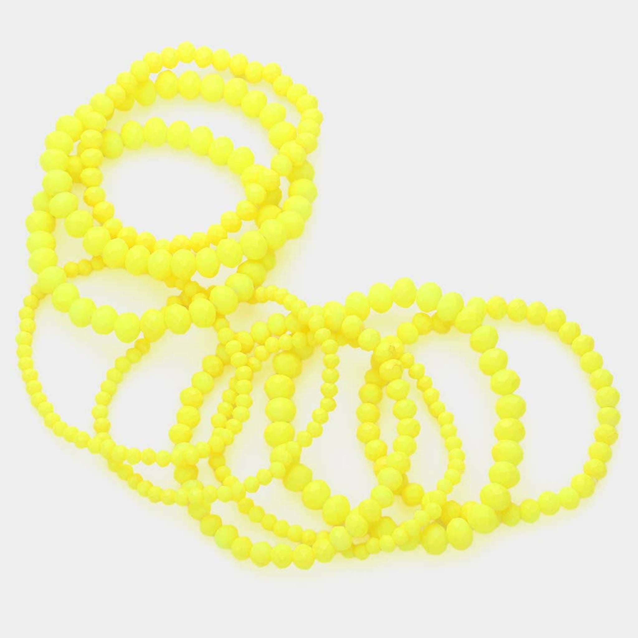 Neon Yellow Faceted Bead Stretch Bracelets