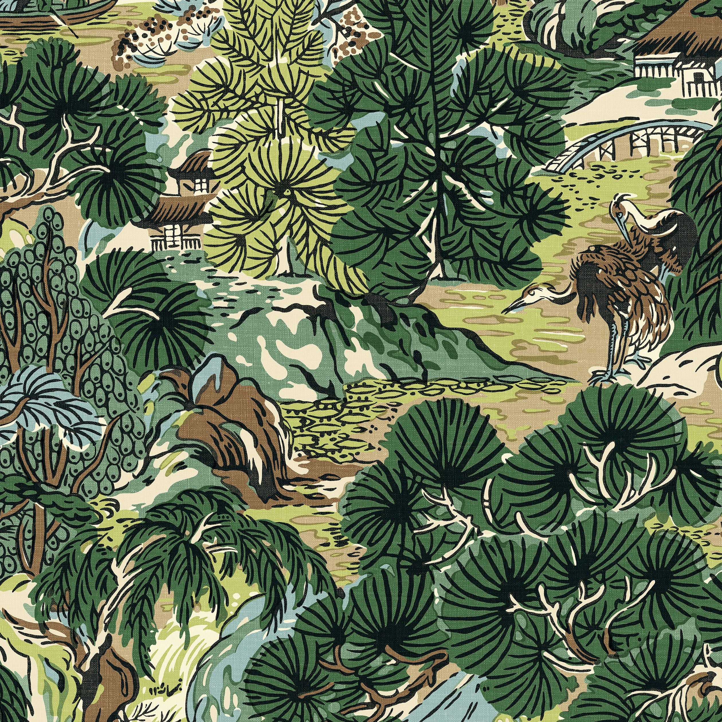 Pagoda Trees Thibaut Wallpaper - Double Roll