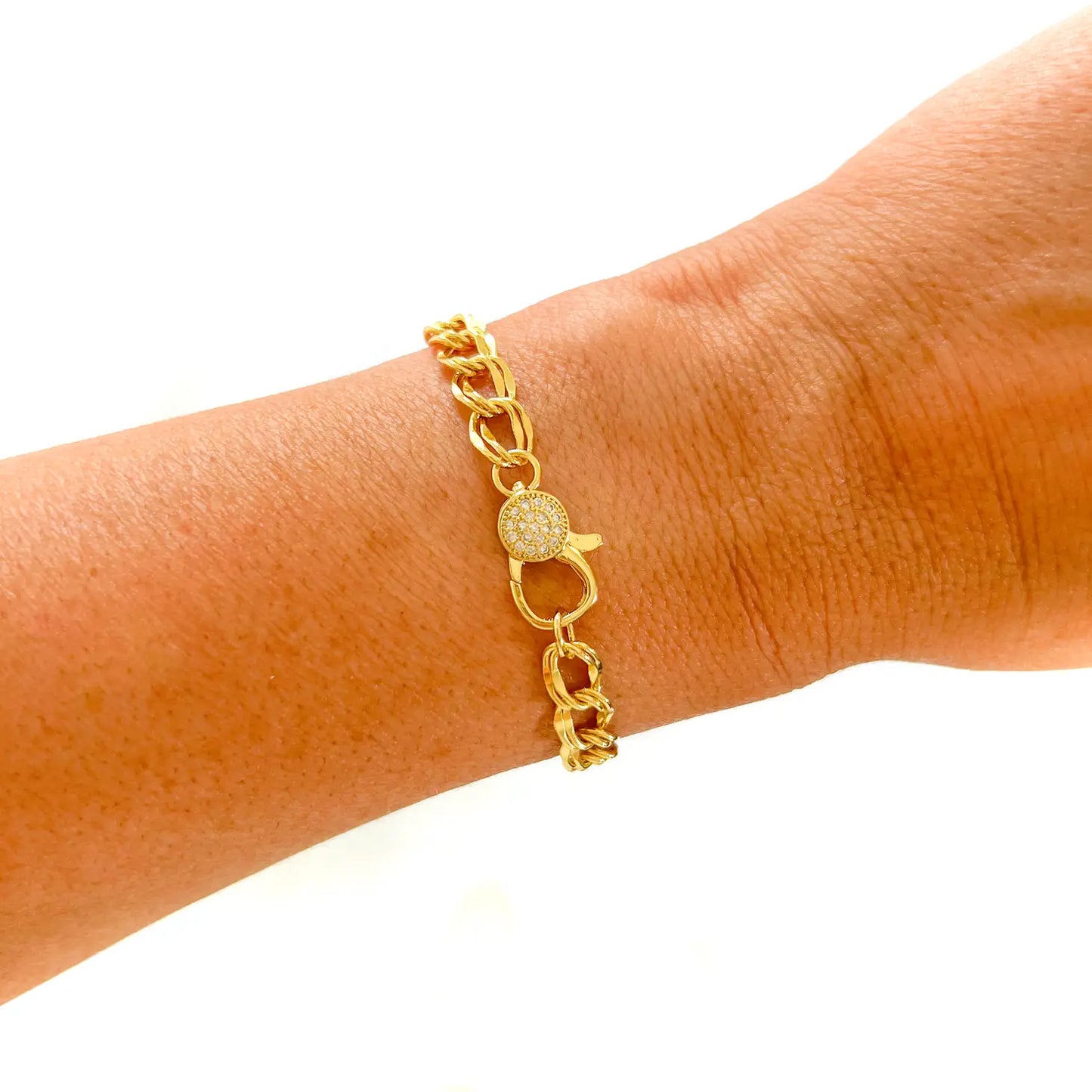 Chain Link Pave' Gold Filled Bracelet