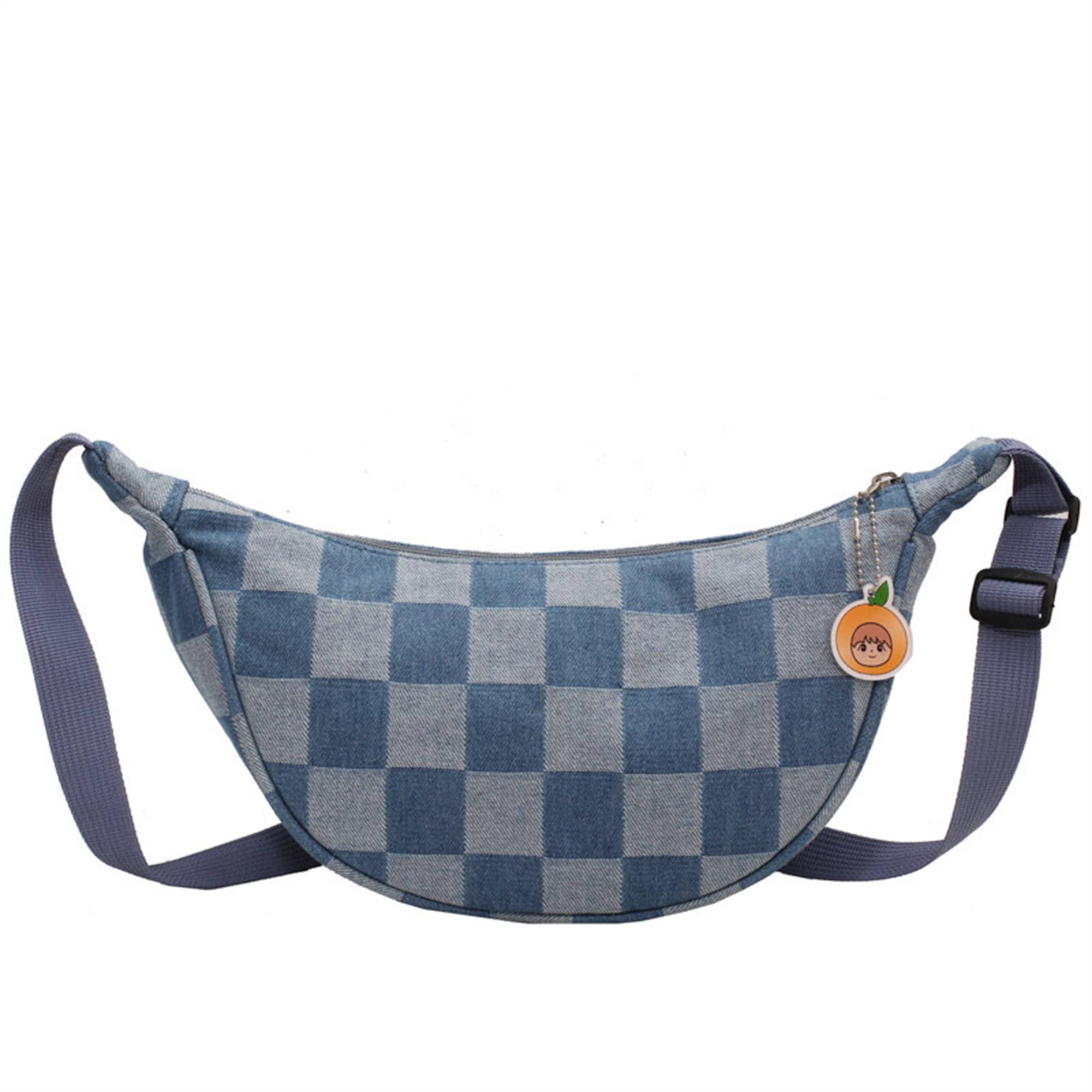 Crossbody Bag with Denim Grid | Dark Blue