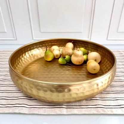 Sleek Gold Hammered Round Bowl