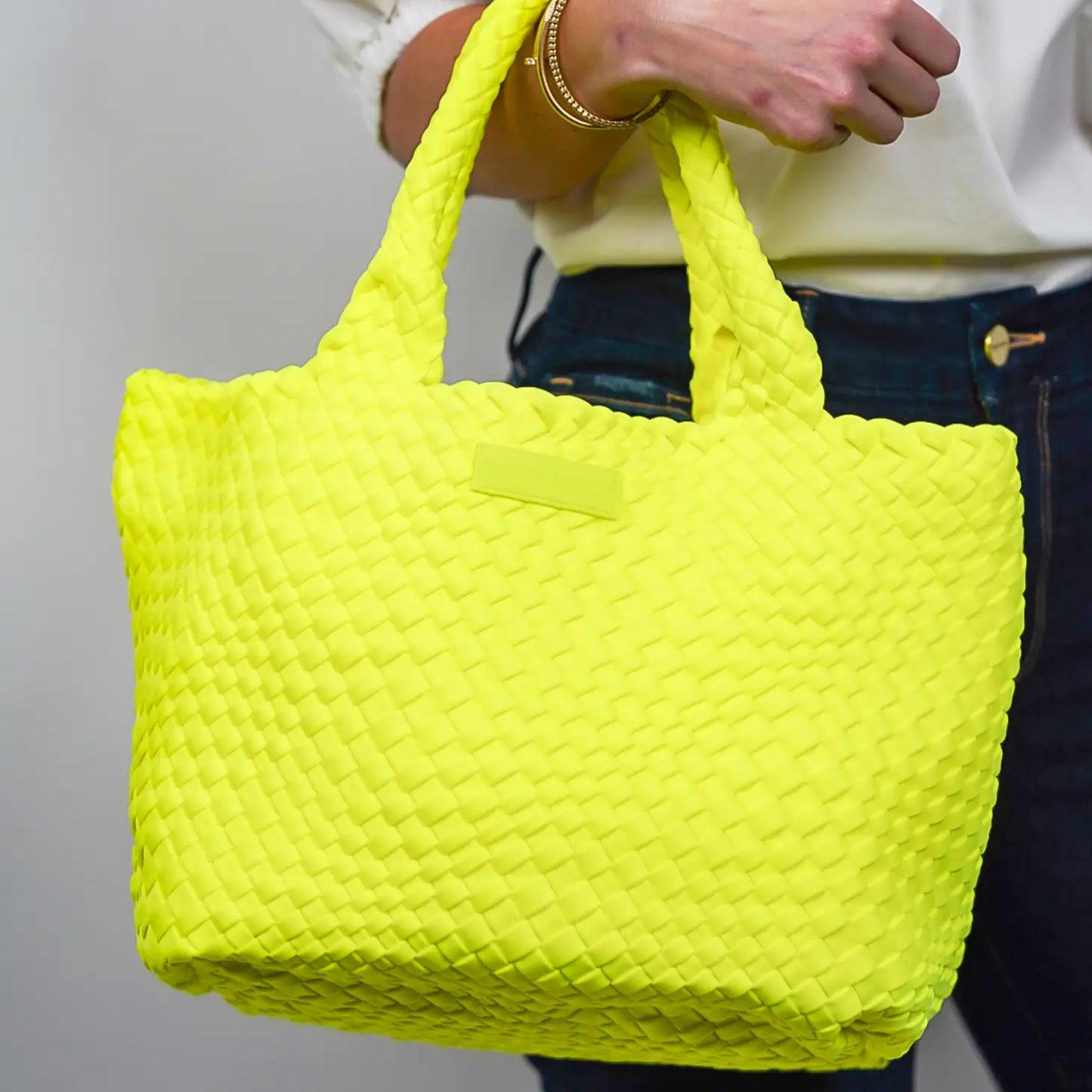 Neon Yellow Woven Tote