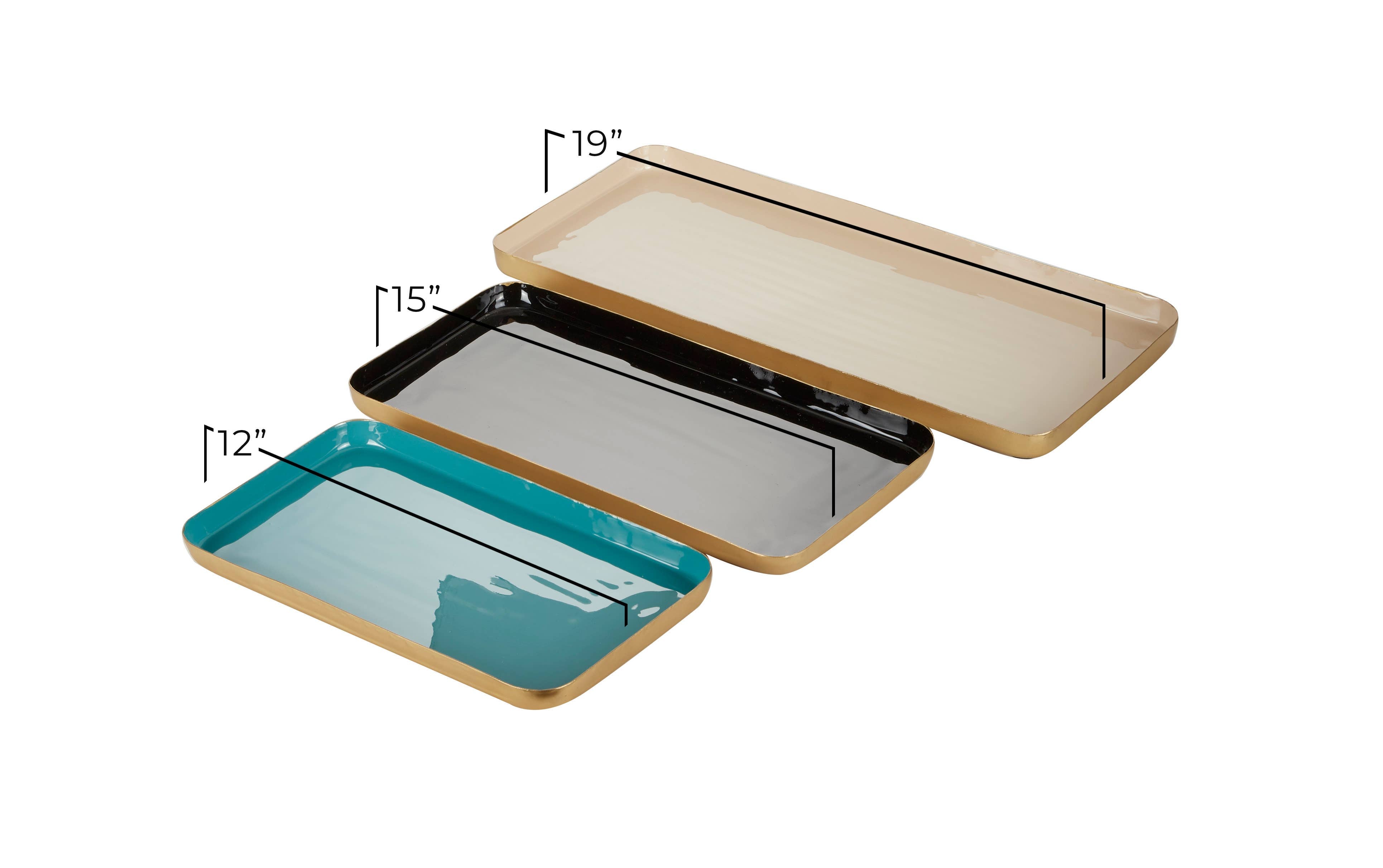 Contemporary Multi Colored Metal Tray | 3 Sizes