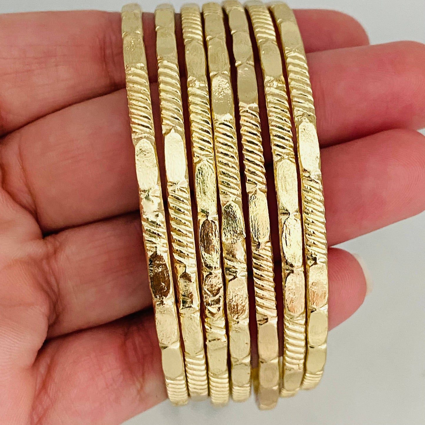 Hammered Bangles Bracelet Set (7)