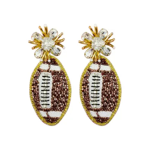 Game Day Football Earrings -Brown and White