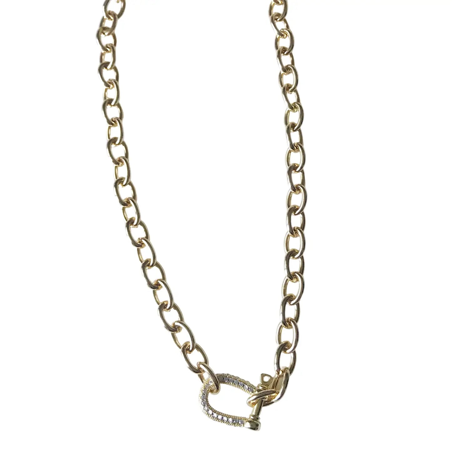 Pave Horseshoe Lock Necklace