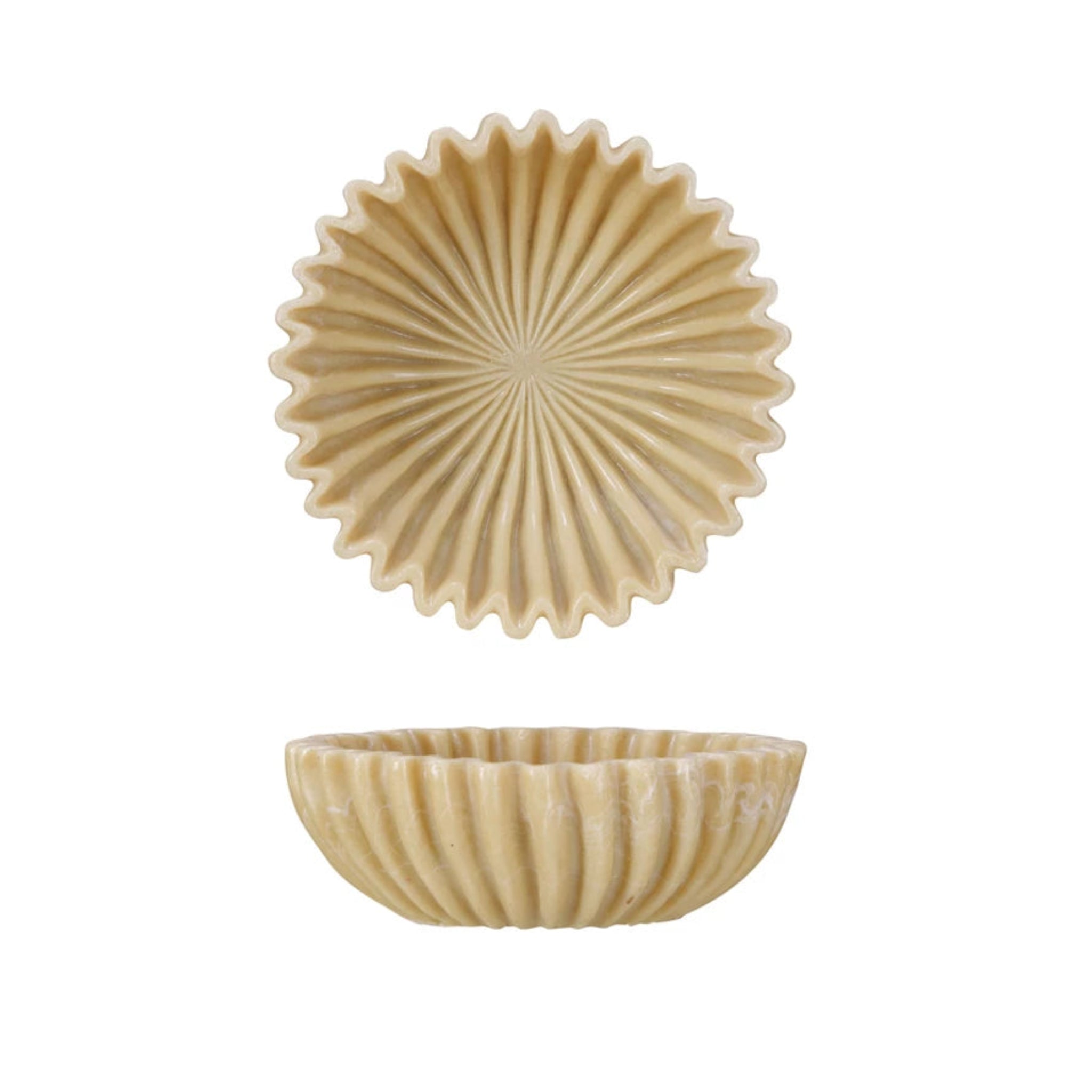 Beige Decorative Resin Pleated Bowl