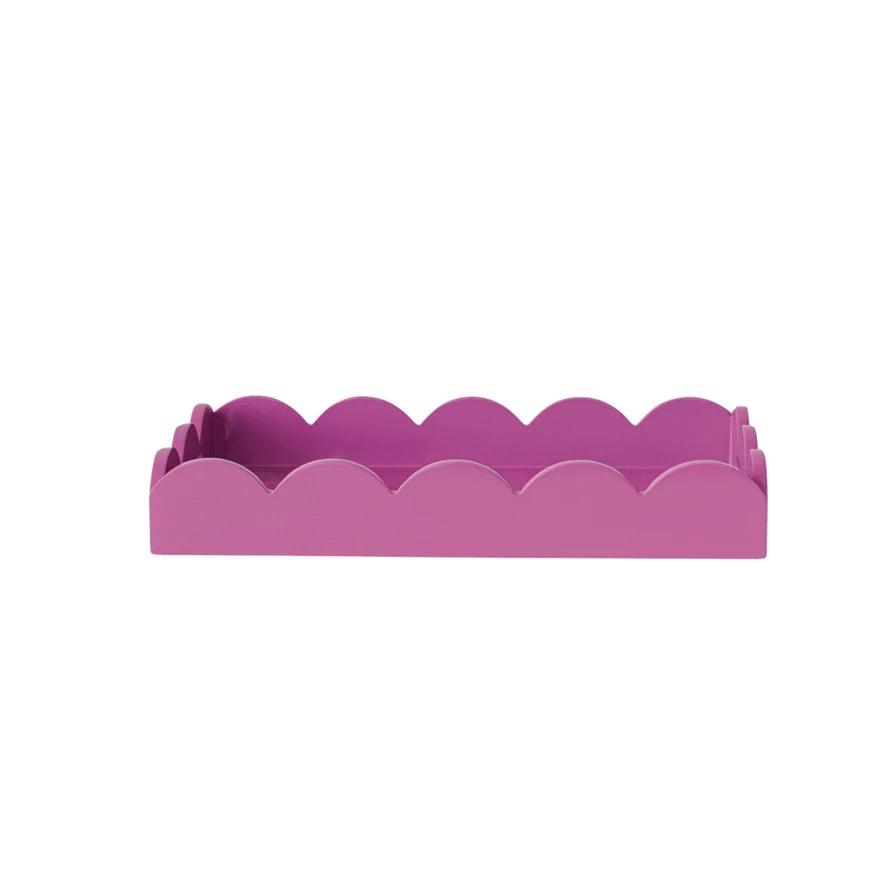 Scalloped Tray With Handles | Fuchsia