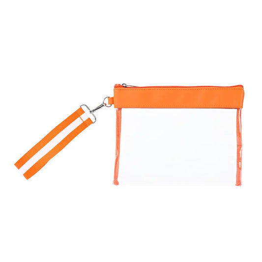 Orange & White Wristlet Cosmetic Bag