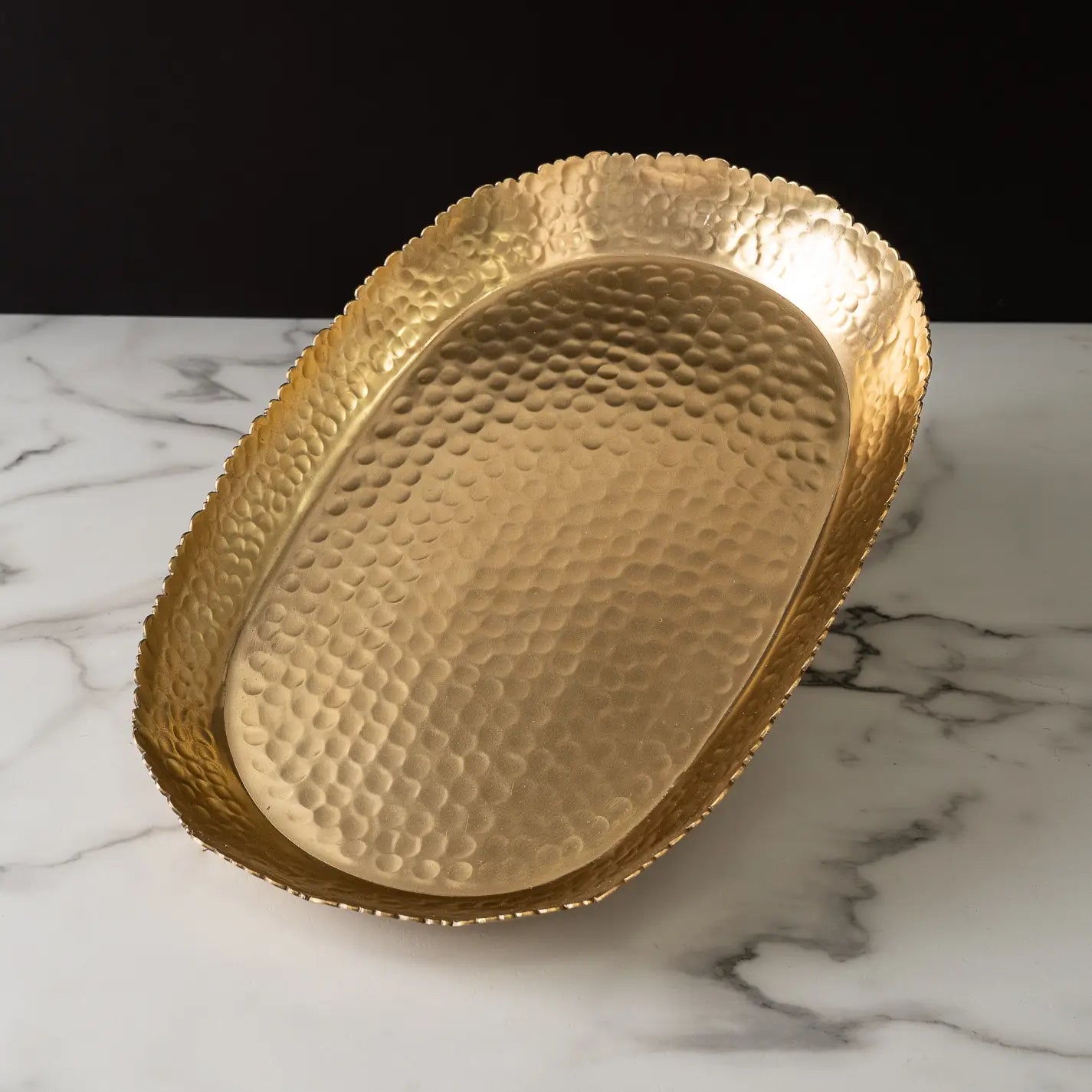 Gold Hammered Oval Torn Tray