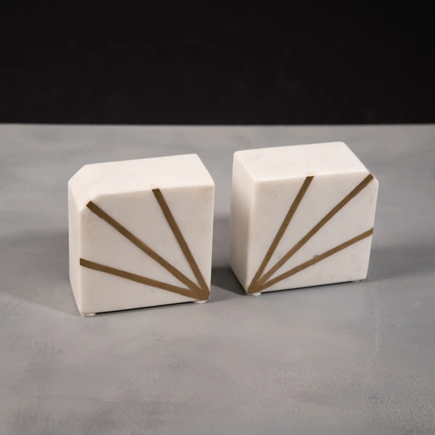 White Marble Square Bookends