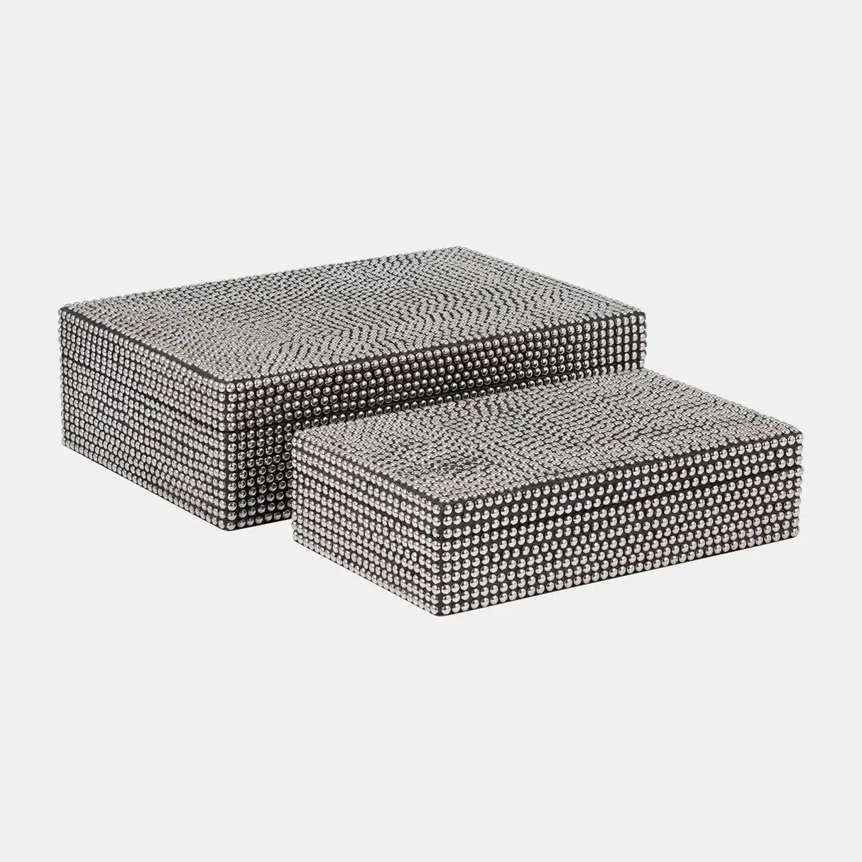 Metal Studded Boxes Silver/Black | 2 Sizes