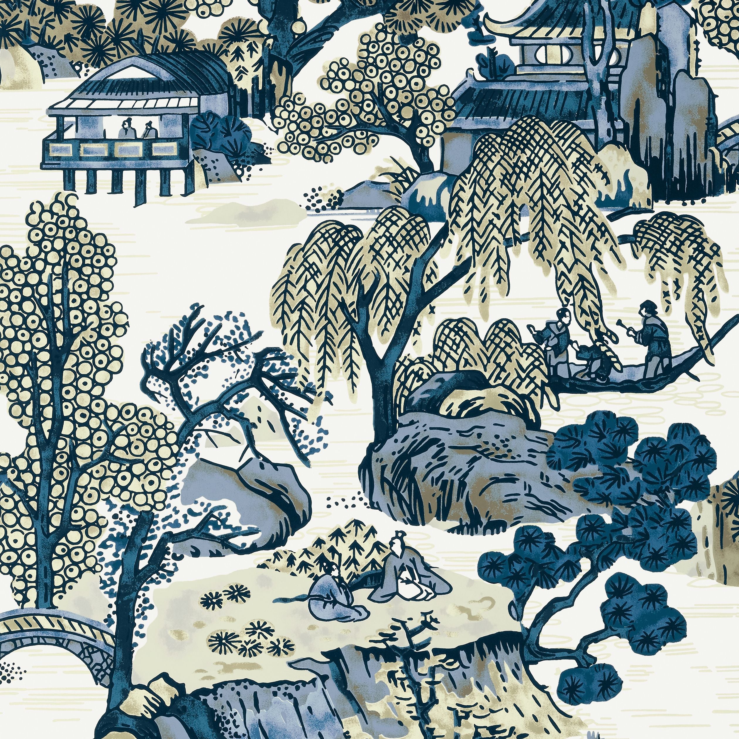 Asian Scenic Thibaut Wallpaper - Double Roll