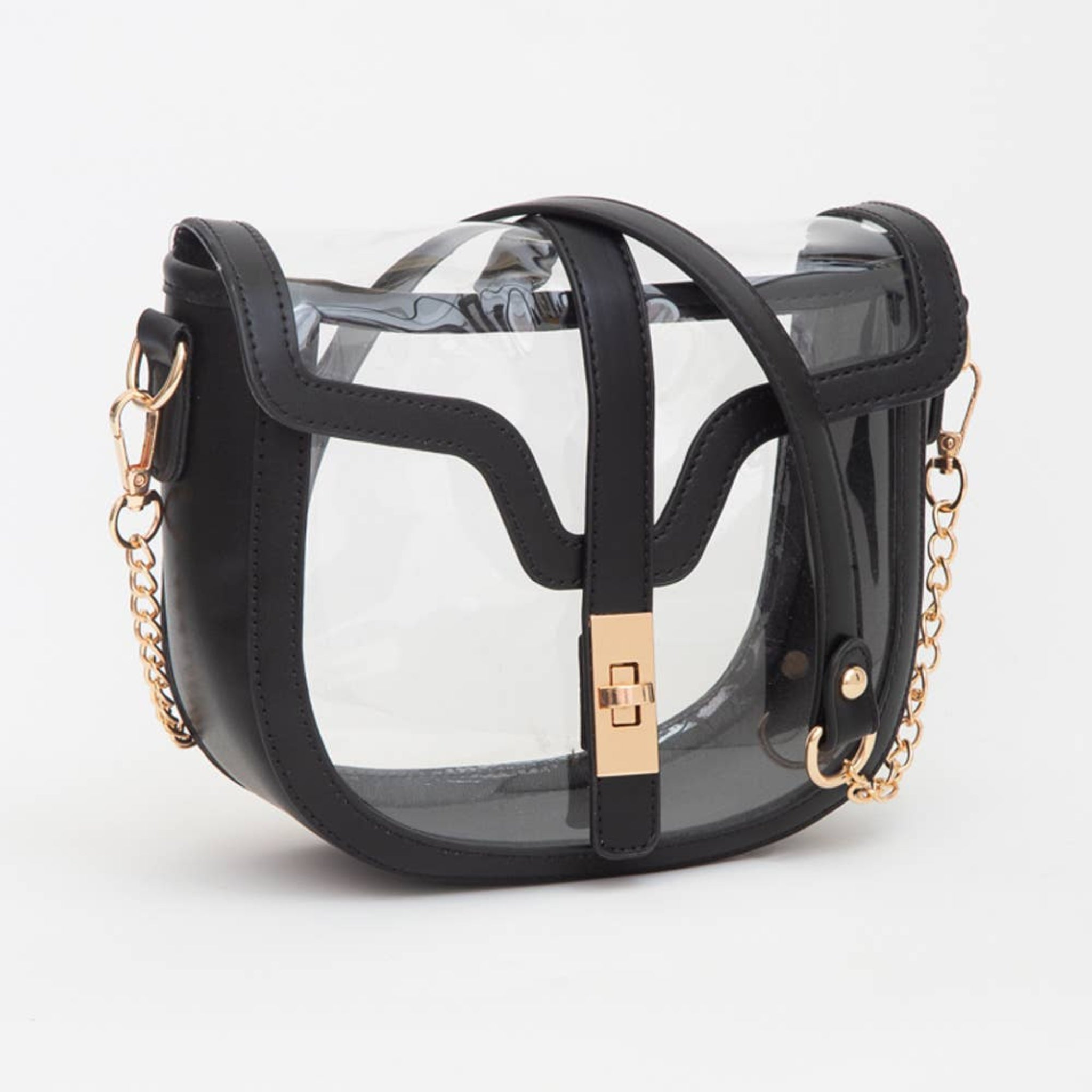 Clear Transparent Saddle Bag | Black