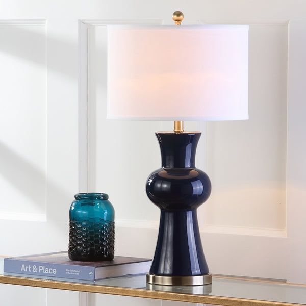 Navy Column Ceramic Table Lamp