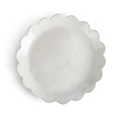 Round Scalloped White Tray