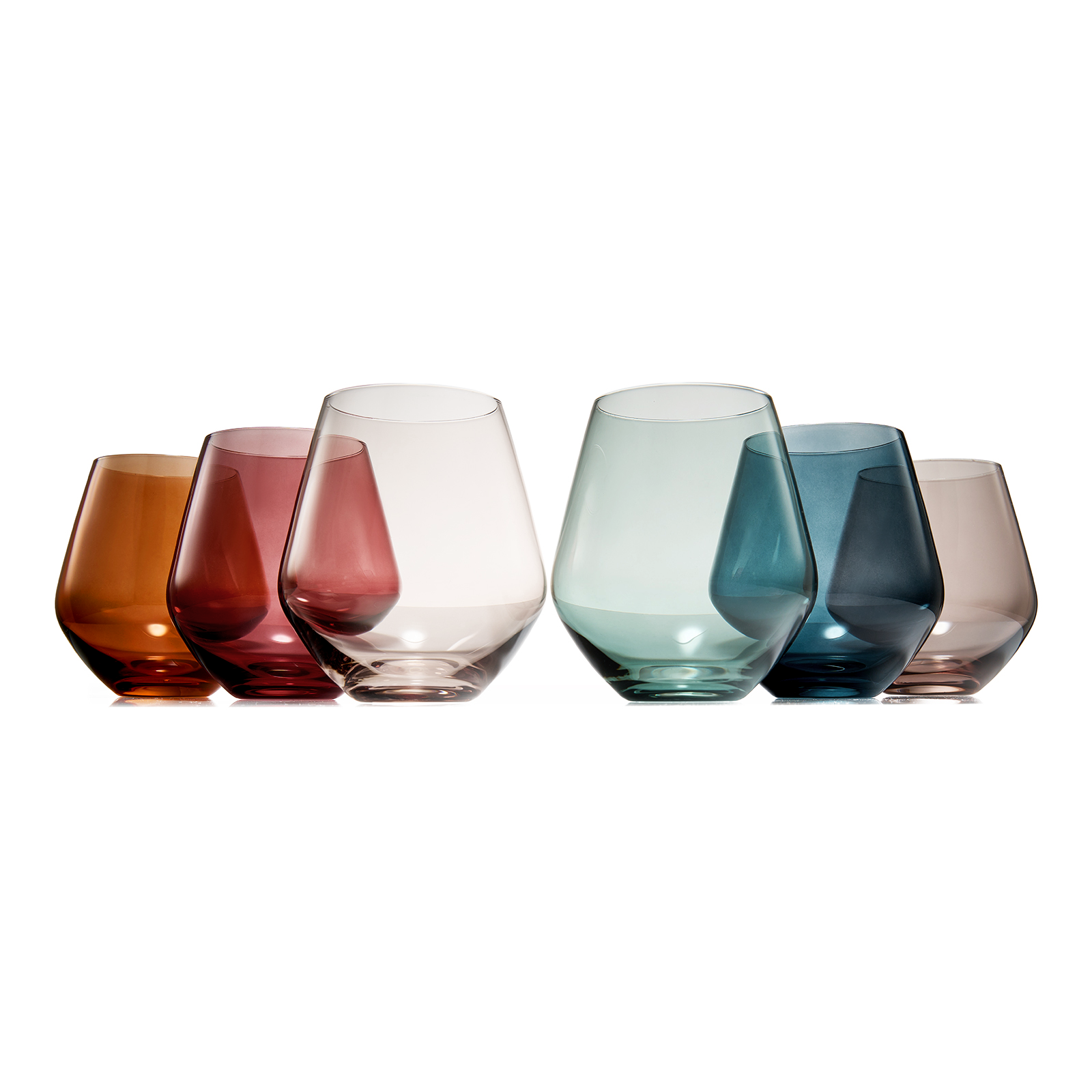 Colored Stemless Crystal Wine Glass