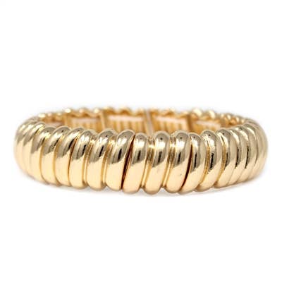 Gold Rounded Twist Metal Stretch Bracelet