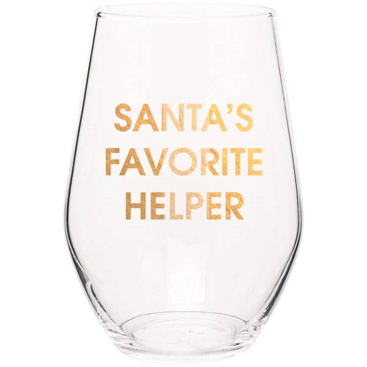 Santa's Favorite Helper Stemless Wine Glass