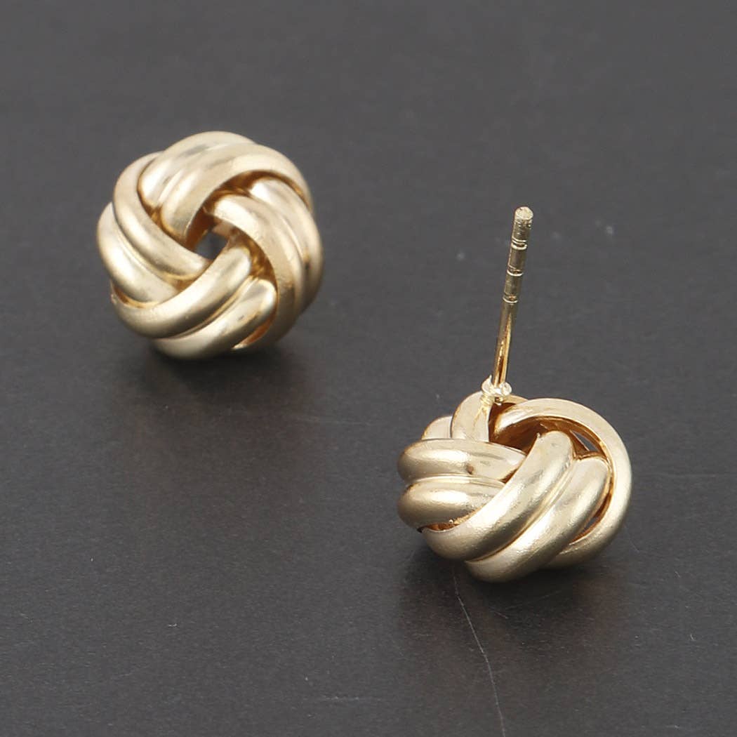 Tight Twisted Knot Earrings - Gold