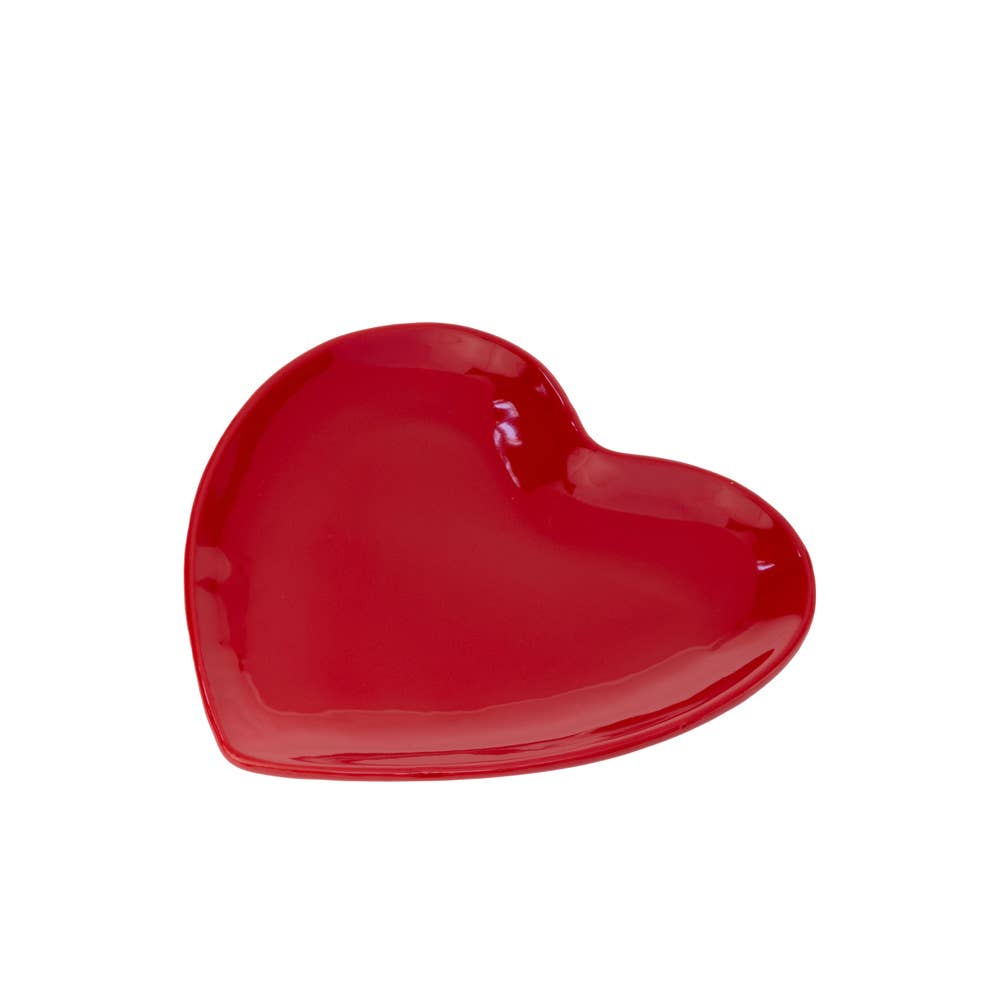 6.5" Diameter Red Heart Ceramic Plate