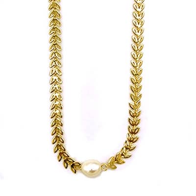 Gold Arrow Chain and Freshwater Pearl Necklace