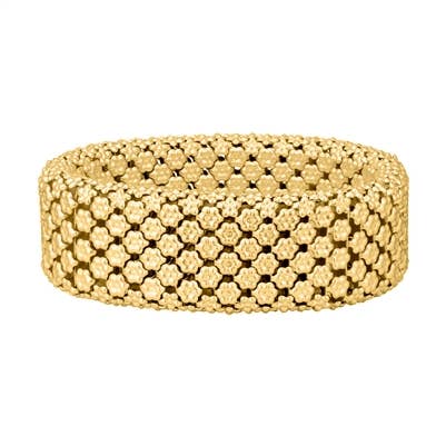 Matte Gold Metal Textured 1" Wide Stretch Bracelet