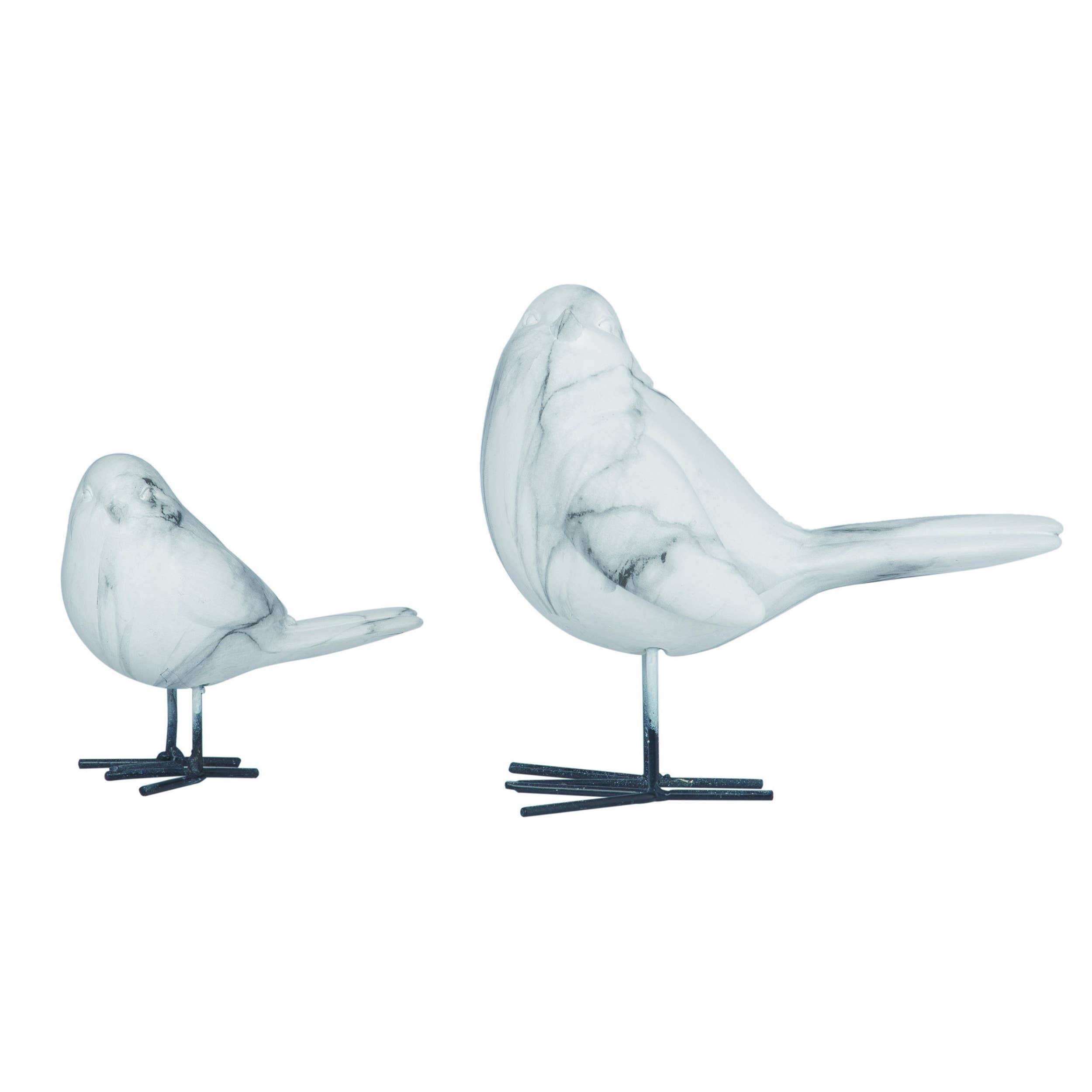 Resin White Spring Marble Standing Birds (2 Options)