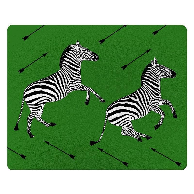 Green Zebra Trot Glass Cutting Board