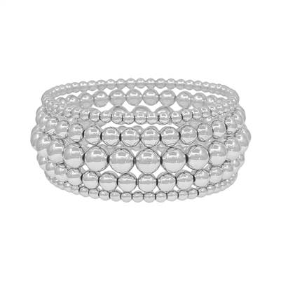 Silver Beaded Stretch Bracelets