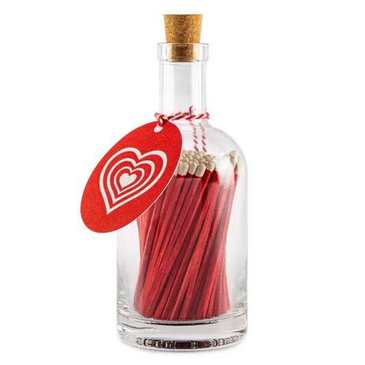 Red Heart Glass Bottle Matches