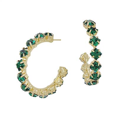 Green Diamond Crystal Diamond Shaped Earring