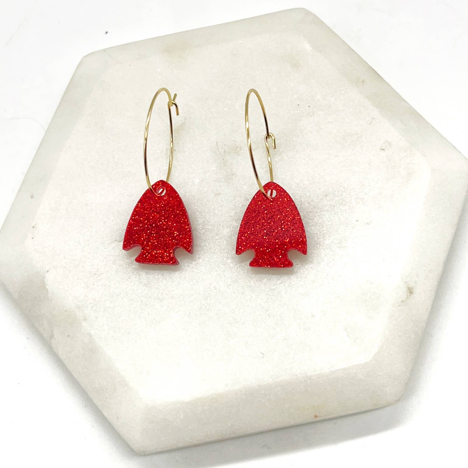 Red Arrowhead Chiefs Kansas City Hoop Earrings KC