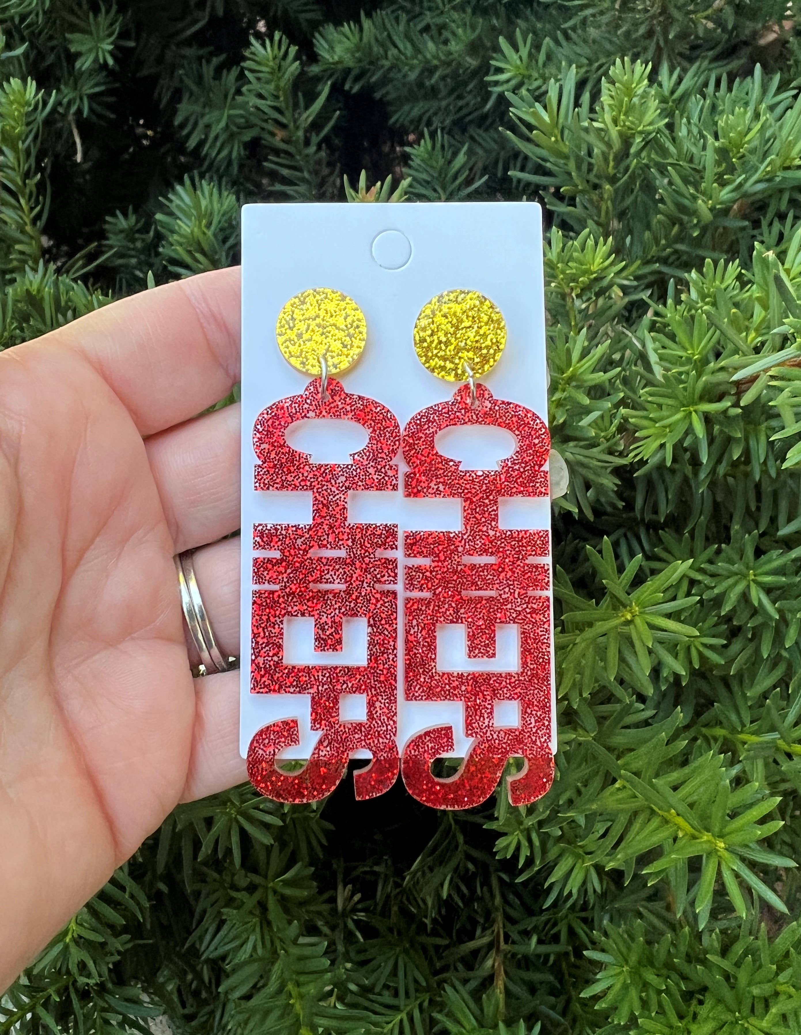 Kansas City Chiefs Glitter Statement Earrings Game Day