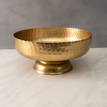 Gold Hammered Pedestal Bowl