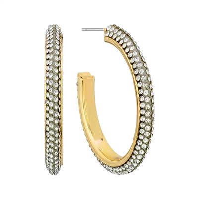 Gold Rhinestone Hoop Earring